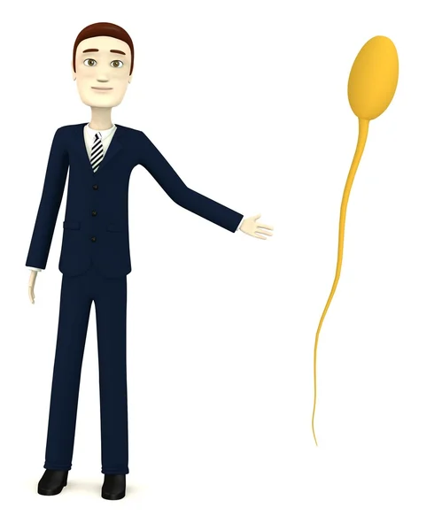 3D візуалізація мультиплікаційного персонажа зі спермою — стокове фото
