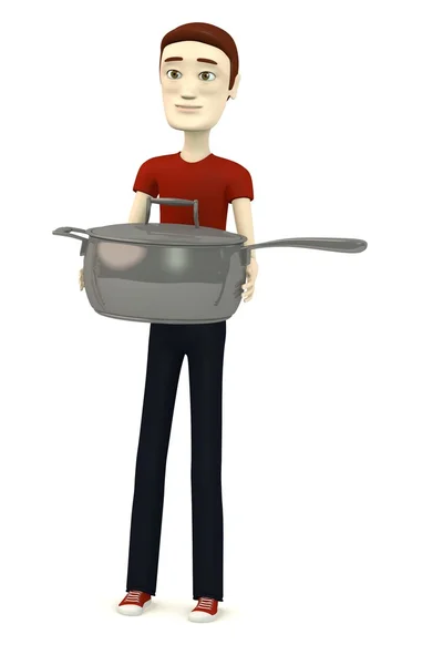 漫画のキャラクターの鍋で 3 d のレンダリング — ストック写真