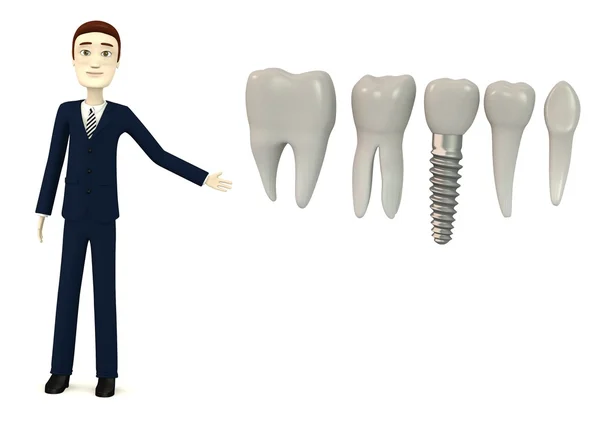 3D render av seriefiguren med tand implantat — Stockfoto