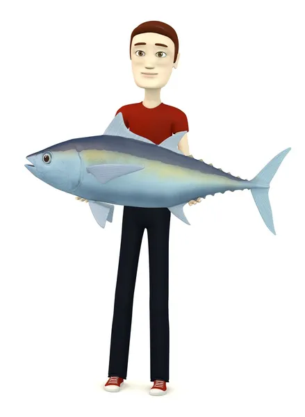 Imagem 3d de personagem de desenho animado com atum — Fotografia de Stock