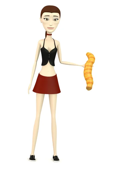 3d render of cartoon charcter with worm — Stock Photo, Image