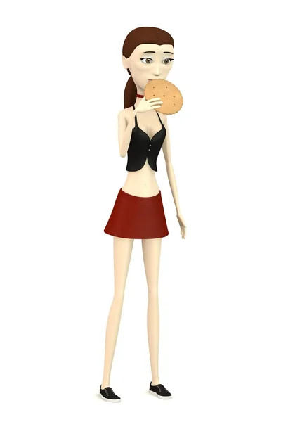 Immagine 3D del personaggio dei cartoni animati con biscotto — Foto Stock