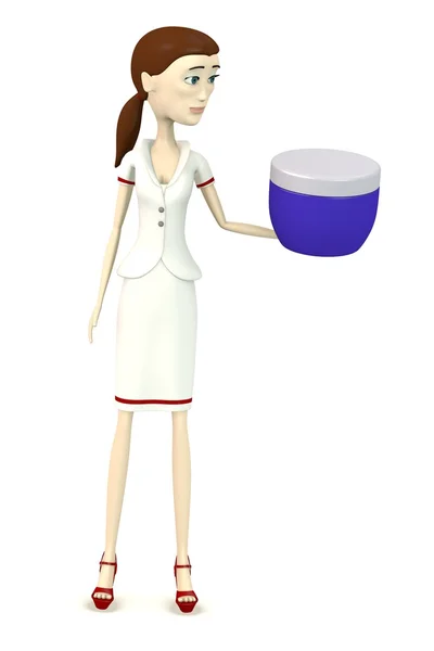 3D рендер персонажа мультфильма с кремом — стоковое фото