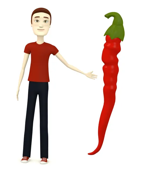 3D renderowania postać z kreskówek z chili — Zdjęcie stockowe