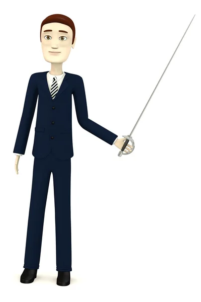 3d renderização de personagem de desenho animado com rapier — Fotografia de Stock