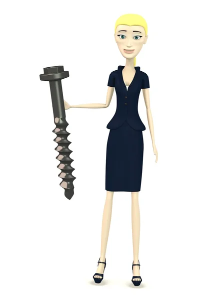 3d render of cartoon character with screw — Stock Photo, Image