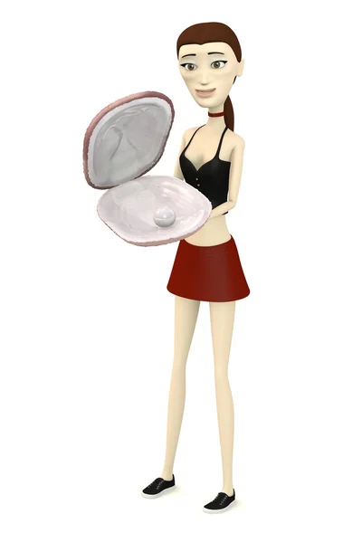 漫画のキャラクターの貝殻を持つ 3 d のレンダリング — ストック写真