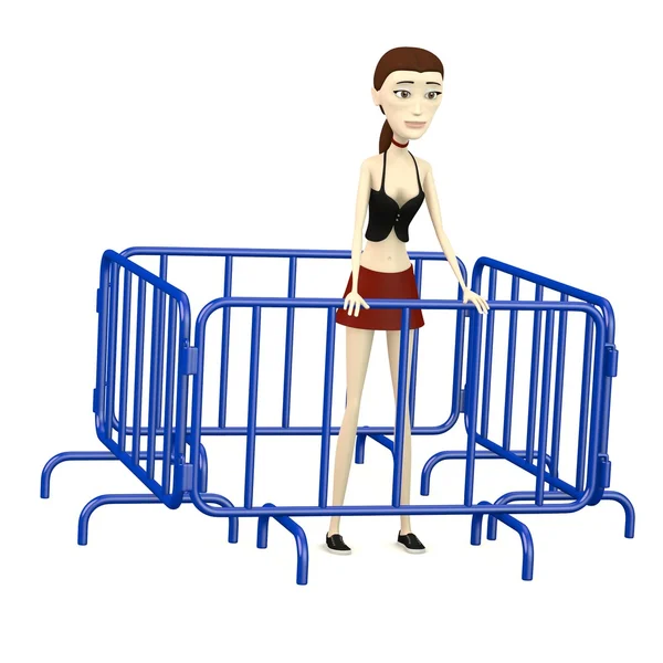 3d render of cartoon character with barriers — Stock Photo, Image