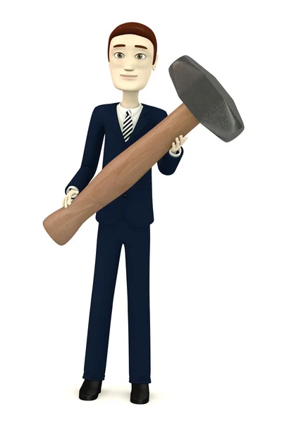 3d render of cartoon character with hammer - for stonework — Stock Photo, Image