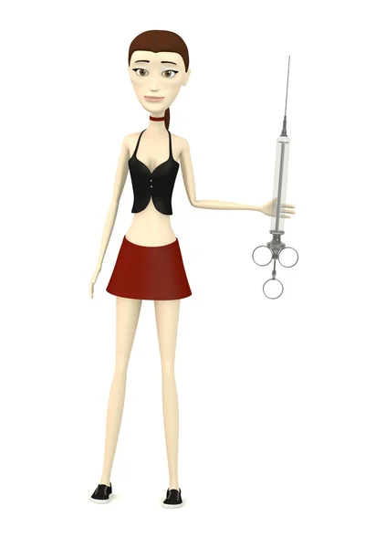 3d renderizado de personaje de dibujos animados con aguja — Foto de Stock