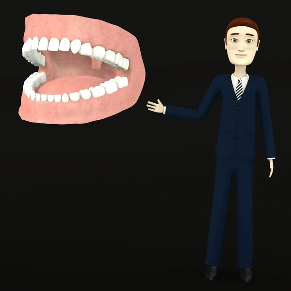 3d render of cartoon character with teeth — Stock Photo, Image