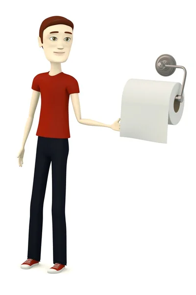 3d renderização de personagem de desenho animado com papel higiênico — Fotografia de Stock