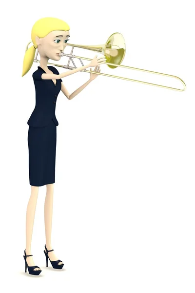 Rendering 3d del personaggio dei cartoni animati con tromba — Foto Stock