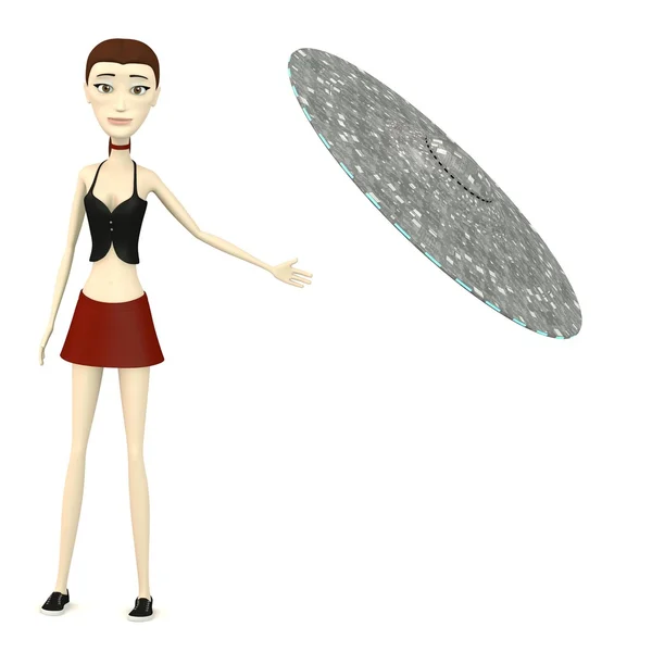 3D візуалізація персонажа мультфільму з ufo — стокове фото
