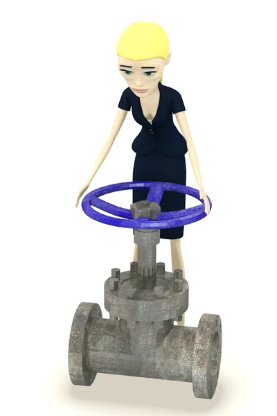3D визуализация персонажа мультфильма с клапаном — стоковое фото
