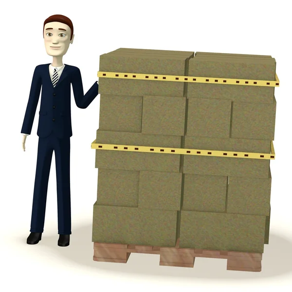 3d renderização de personagem de desenho animado com material de instrução — Fotografia de Stock