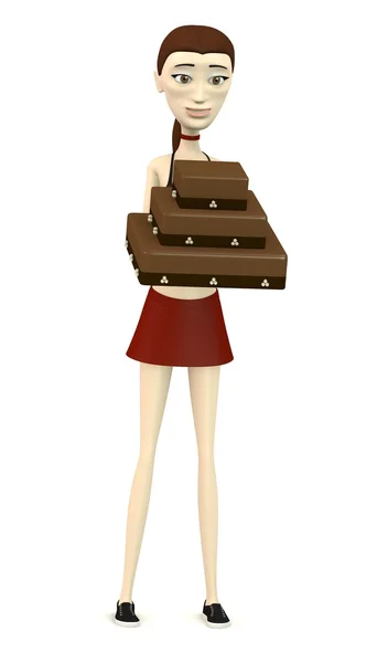 3d render of cartoon charcter with wedding cake — Stock Photo, Image