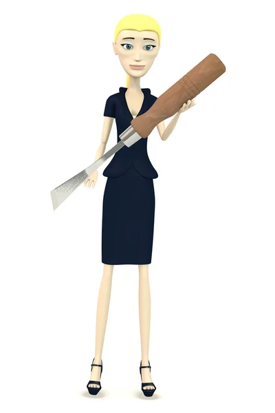 3d render of cartooon character with chisel — Stock Photo, Image