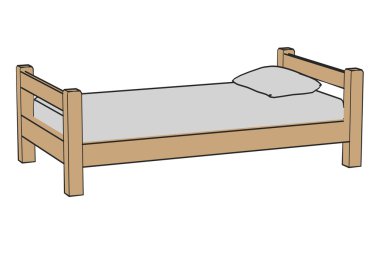 basit yatak çizgi film resim