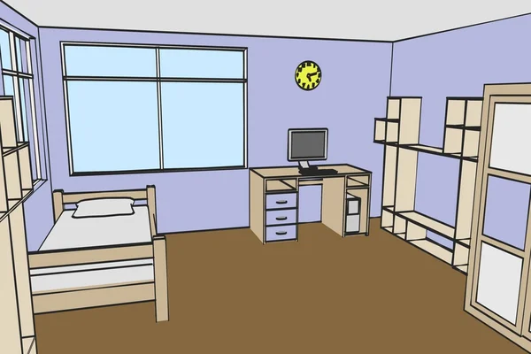 Cartoon image of boys room — Stock Photo, Image