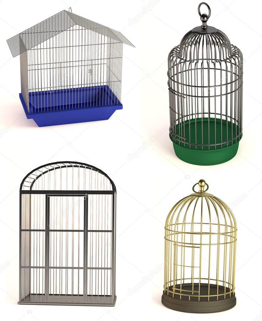 Realistic 3d render of bird cages