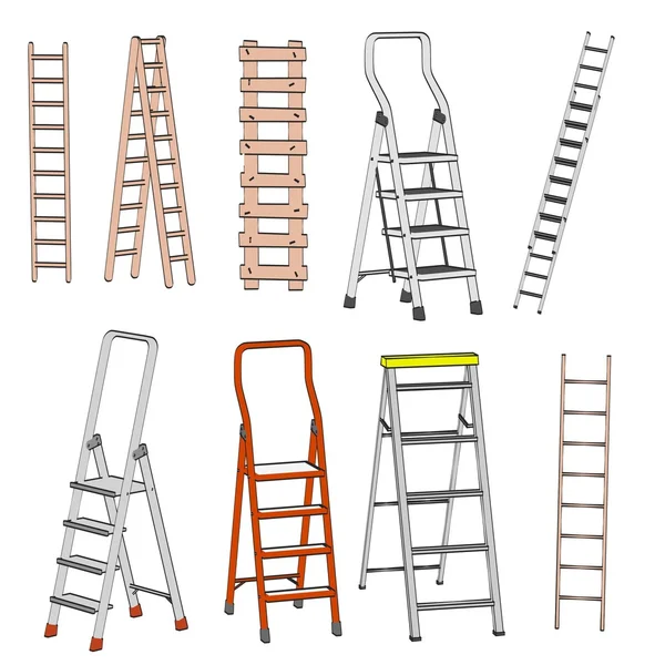 Карикатурное изображение набора лестниц — стоковое фото