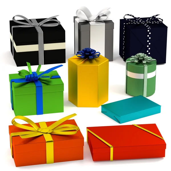 Realistic 3d render of gifts — Stock Photo, Image