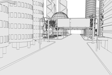 modern şehir çizgi film resim