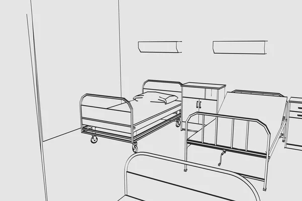 Hastane odasının çizgi film resim — Stok fotoğraf