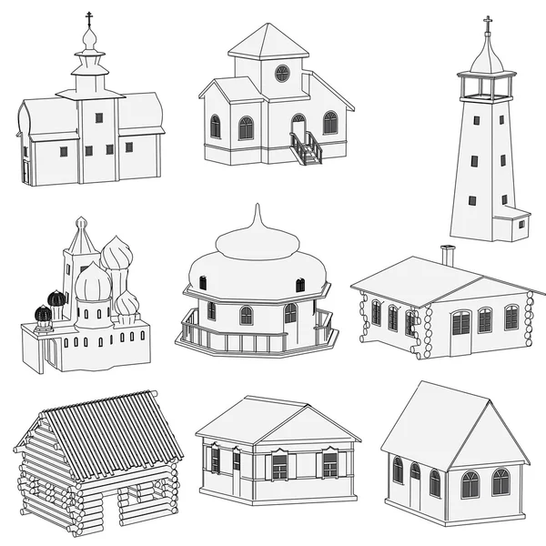 Image de bande dessinée de maisons russes — Photo