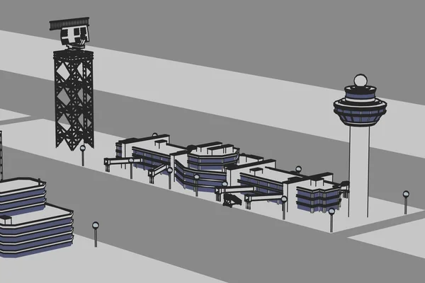 Karikatúra kép repülőtér tér — Stock Fotó