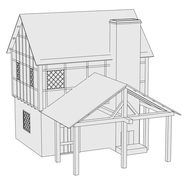 Cartoon image of medieval house — Stock Photo, Image