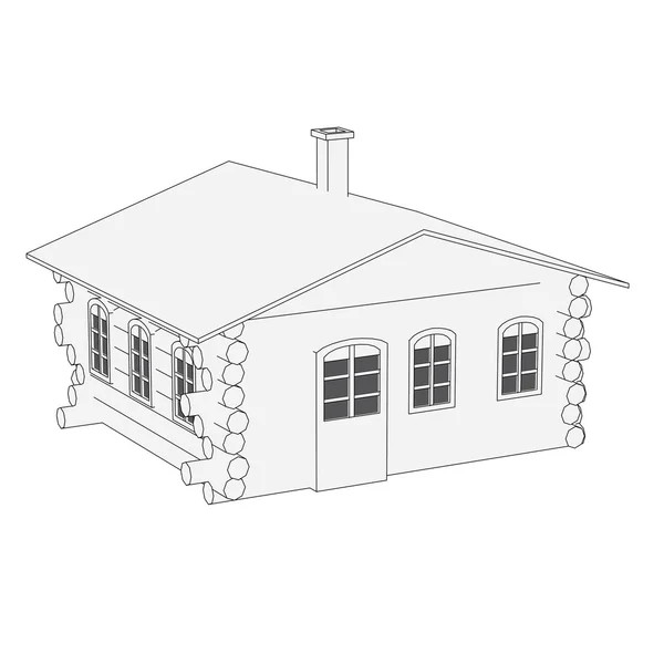 Cartoon image of russian house — Stock Photo, Image