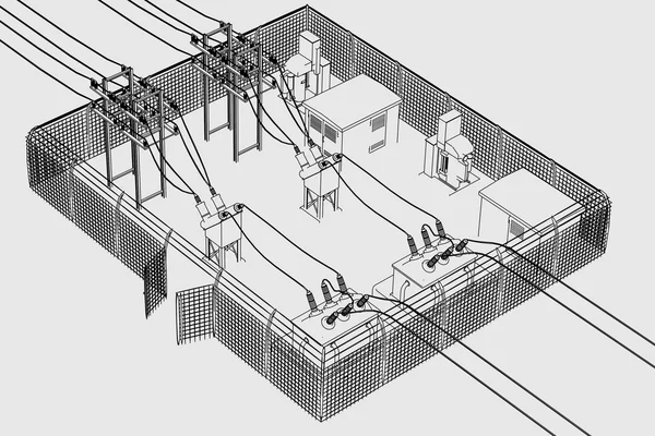 Image de dessin animé du lieu de la sous-station — Photo