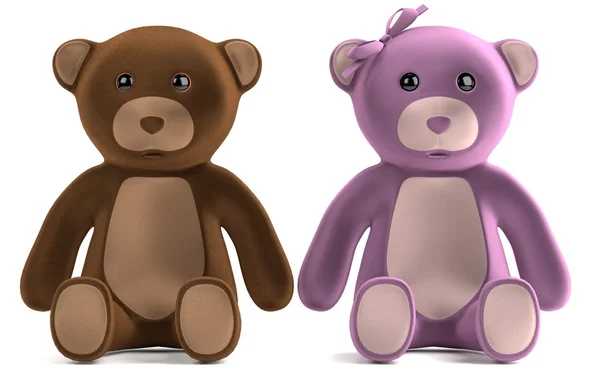 Realistic 3d render of teddy bears — Stock Photo, Image