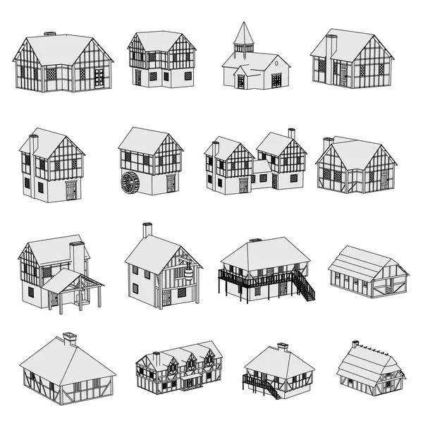 Cartoon image of medieval houses — Stock Photo, Image