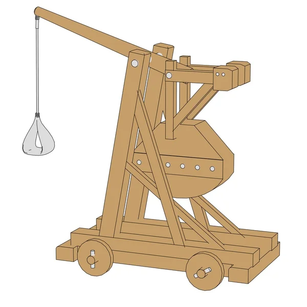 Cartoon image of trebuchet weapon — Stock Photo, Image