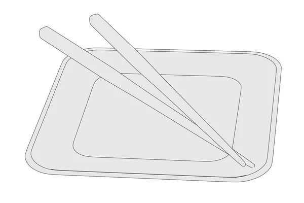 Cartoon-Bild der Schüssel mit Essstäbchen — Stockfoto