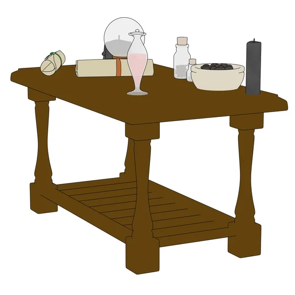 Cartoon image of witch table — Stock Photo, Image