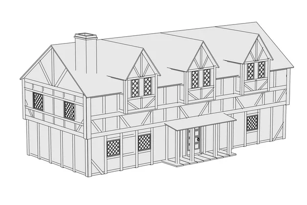Мультяшне зображення середньовічного будинку — стокове фото