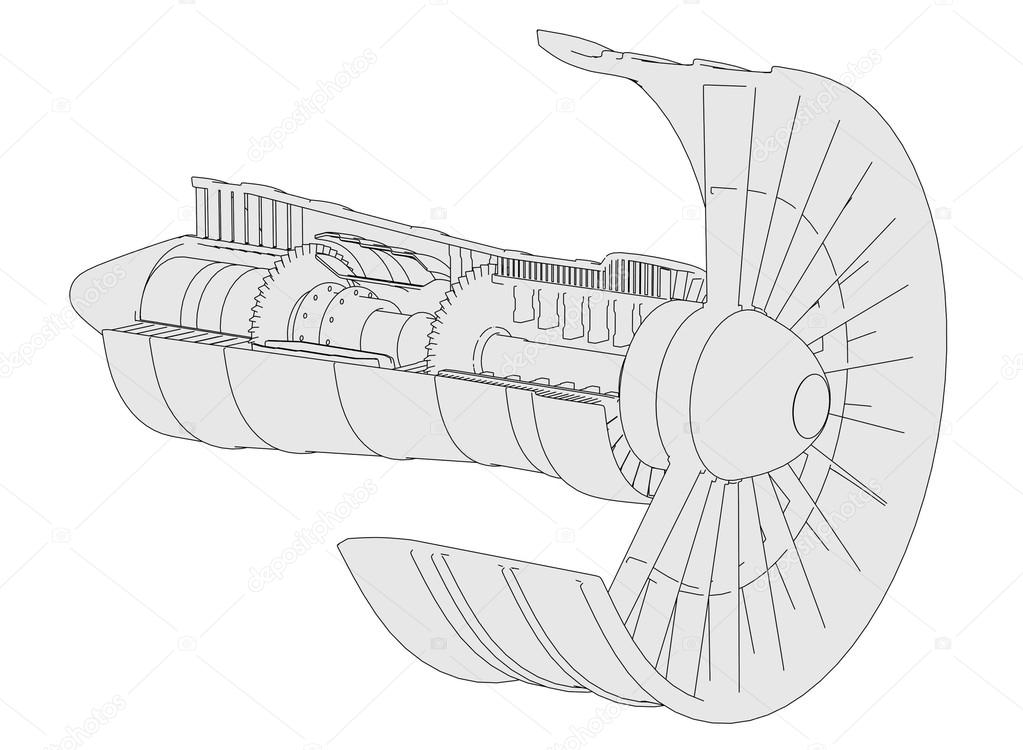Cartoon image of plane turbine