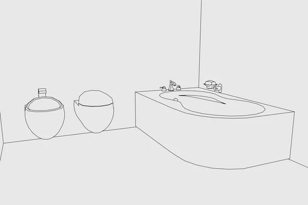 バスルームのインテリアの漫画のイメージ — ストック写真