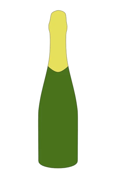 Şampanya şişesi çizgi film resim — Stok fotoğraf