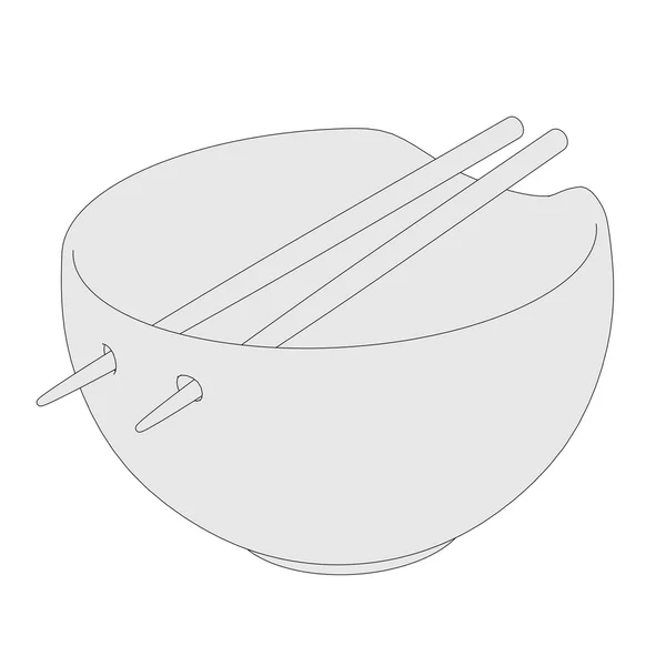 Cartoon image of bowl with chopsticks — Stock Photo, Image