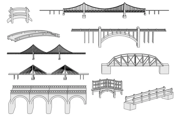 Cartoon image of bridges set — Stock Photo, Image