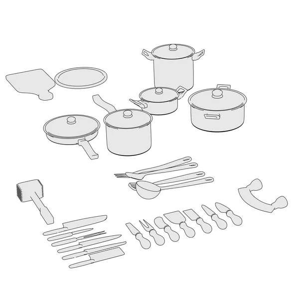 Cartoon image of cookware set — Stock Photo, Image