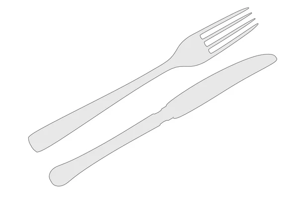 Dibujos animados ilustración de tenedor y cuchillo — Foto de Stock