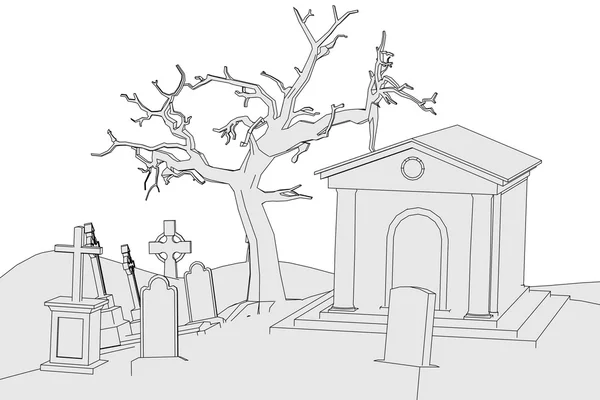 Tecknad bild av kyrkogården — 图库照片