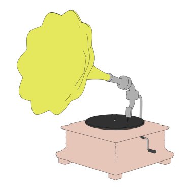 eski gramofon çizgi film resim