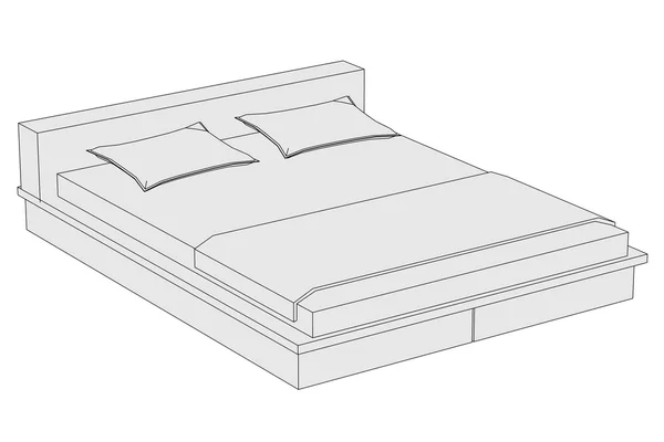 Kreslený obrázek pár postele — Stock fotografie
